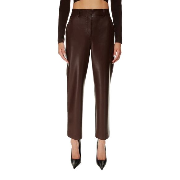 Babaton Pants - NWT Aritzia Babaton Command Cropped Trouser Vegan Leather Rich Maroon Size 00